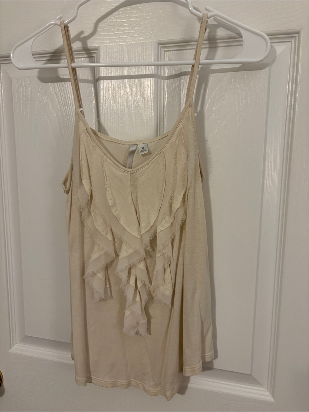 Women's Lauren Conrad Cream Ruffle Front Spaghetti Strap Tank Top